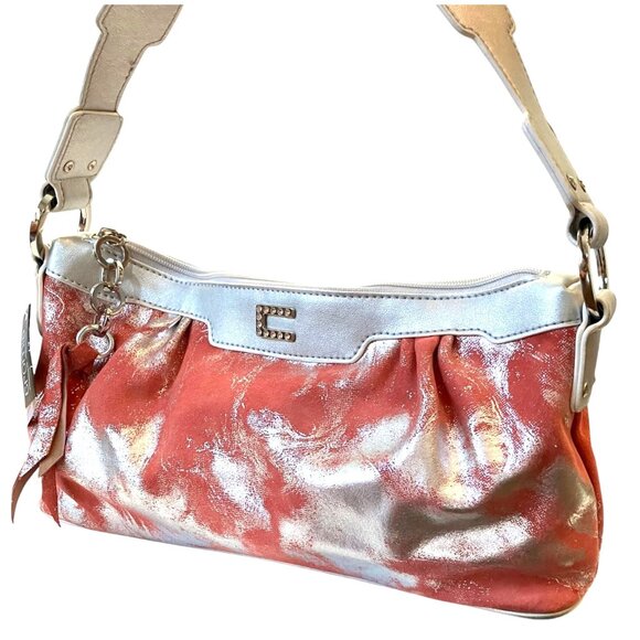New Cromia Designer Leather Silver Peach Shoulder Handbag Purse- Made in Italy - Picture 2 of 16
